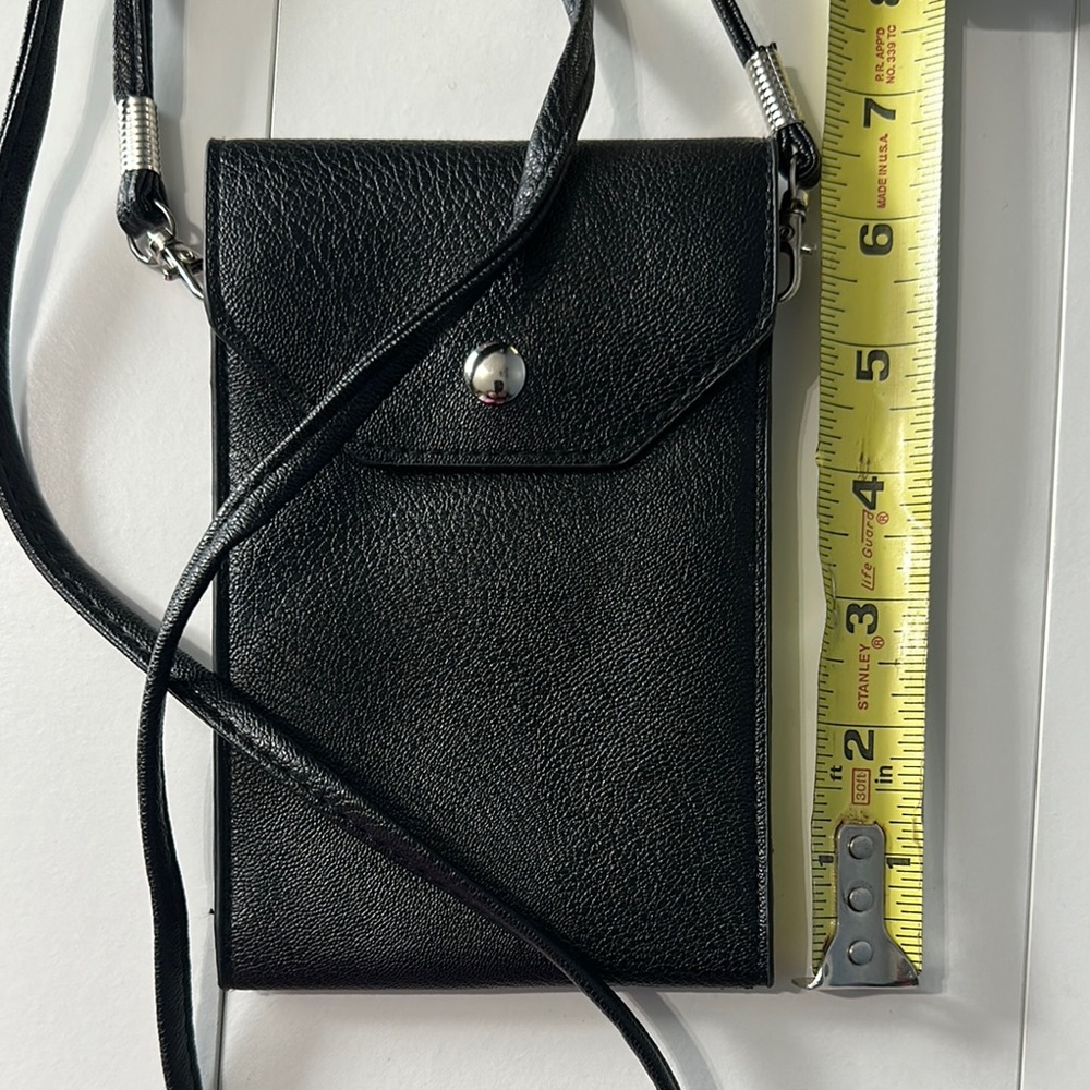 Black Mini Bag/ phone holder with Flap Closure and Crossbody Strap